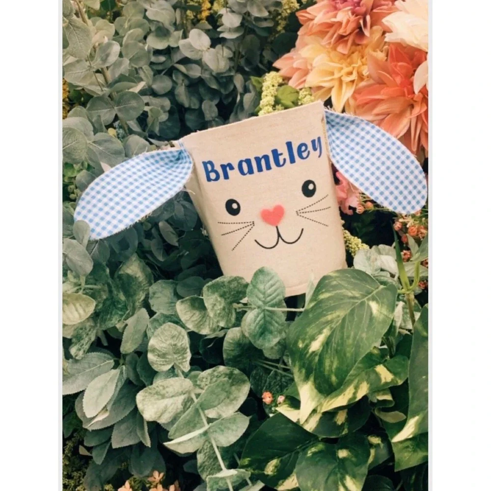 Personalized Customizable‎ Canvas Easter Basket Bucket Bag Springtime Egg Hunt